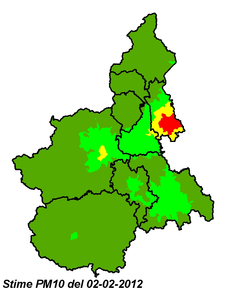 Mappa del piemonte stime pm10