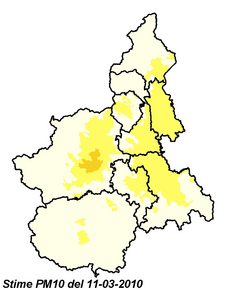 Mappa del piemonte stime pm10